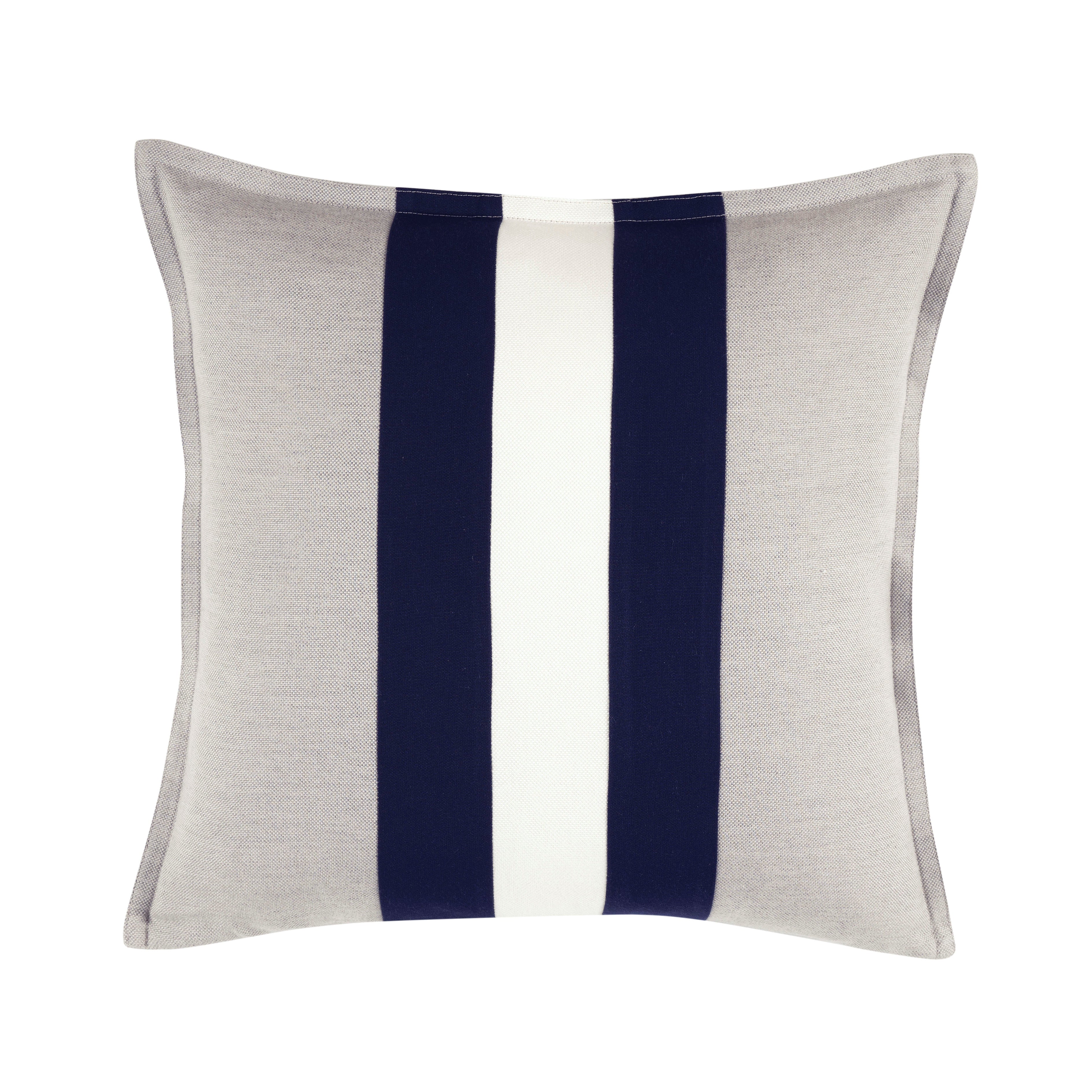 Beige Pillow - White and Blue Striped