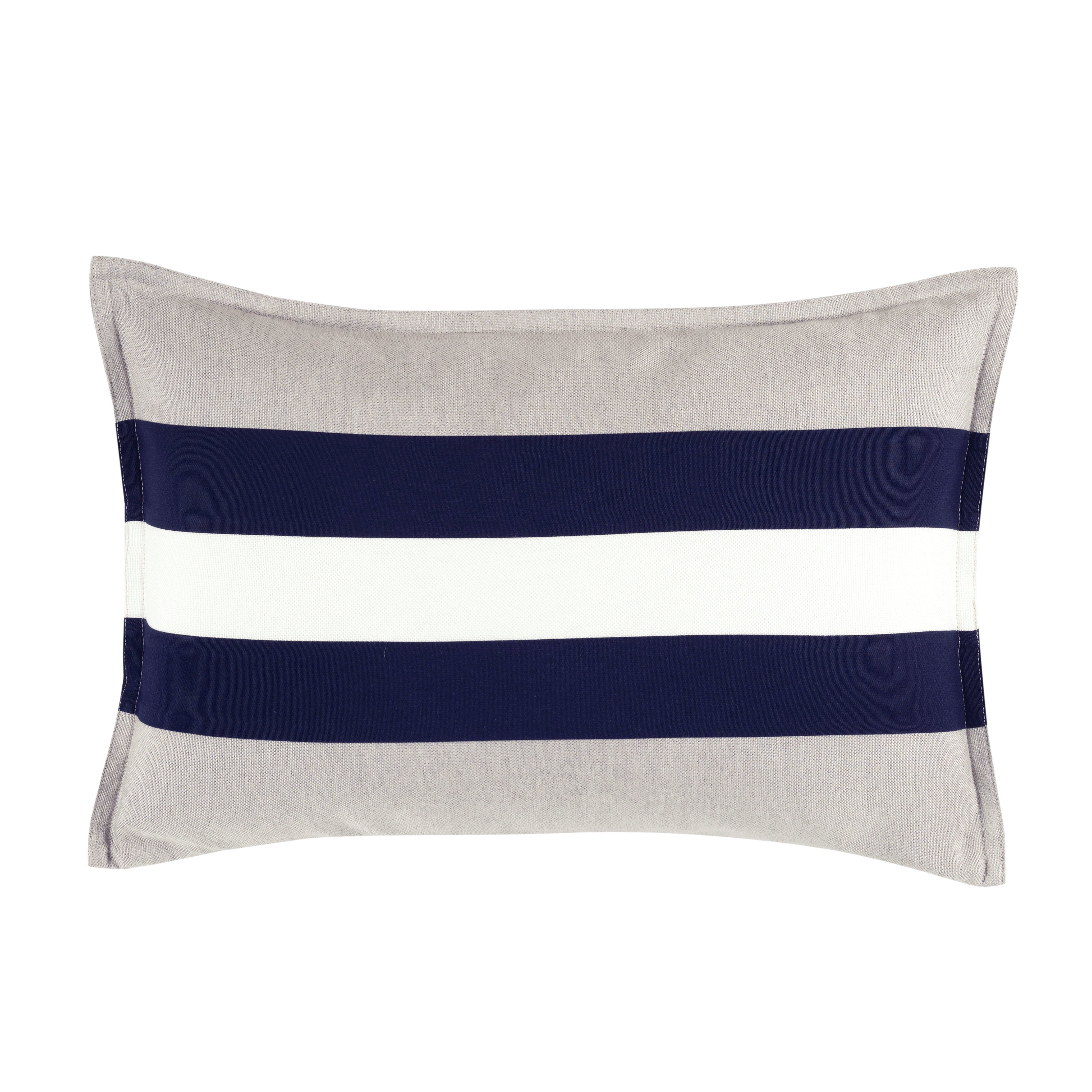 Beige Pillow - White and Blue Striped